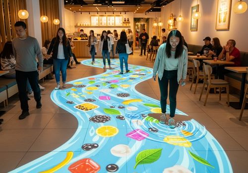 Neueste Unternehmensnachrichten über 3 Schritte, um Ihren Laden zu einem Social-Media-Magneten zu machen: Wie interaktive Bodenprojektionen zu einem Kundenmagneten werden