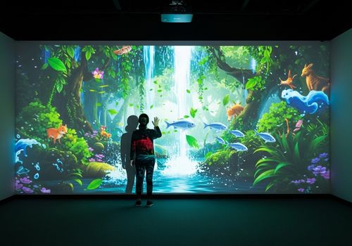 Neueste Unternehmensnachrichten über Interaktive Wandprojektion: Ein räumlicher Zaubertrick, der einen hohen ROI bei niedrigen Kosten liefert