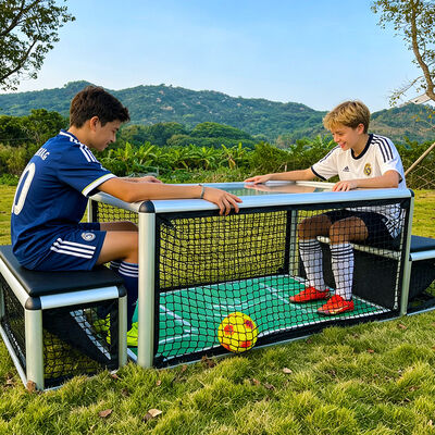 Qualität Arcade-Fußballspielmaschine Münzbetriebener Fußballtisch mit Metall und gehärtetem Glas für 2 Spieler in Einkaufszentren usine